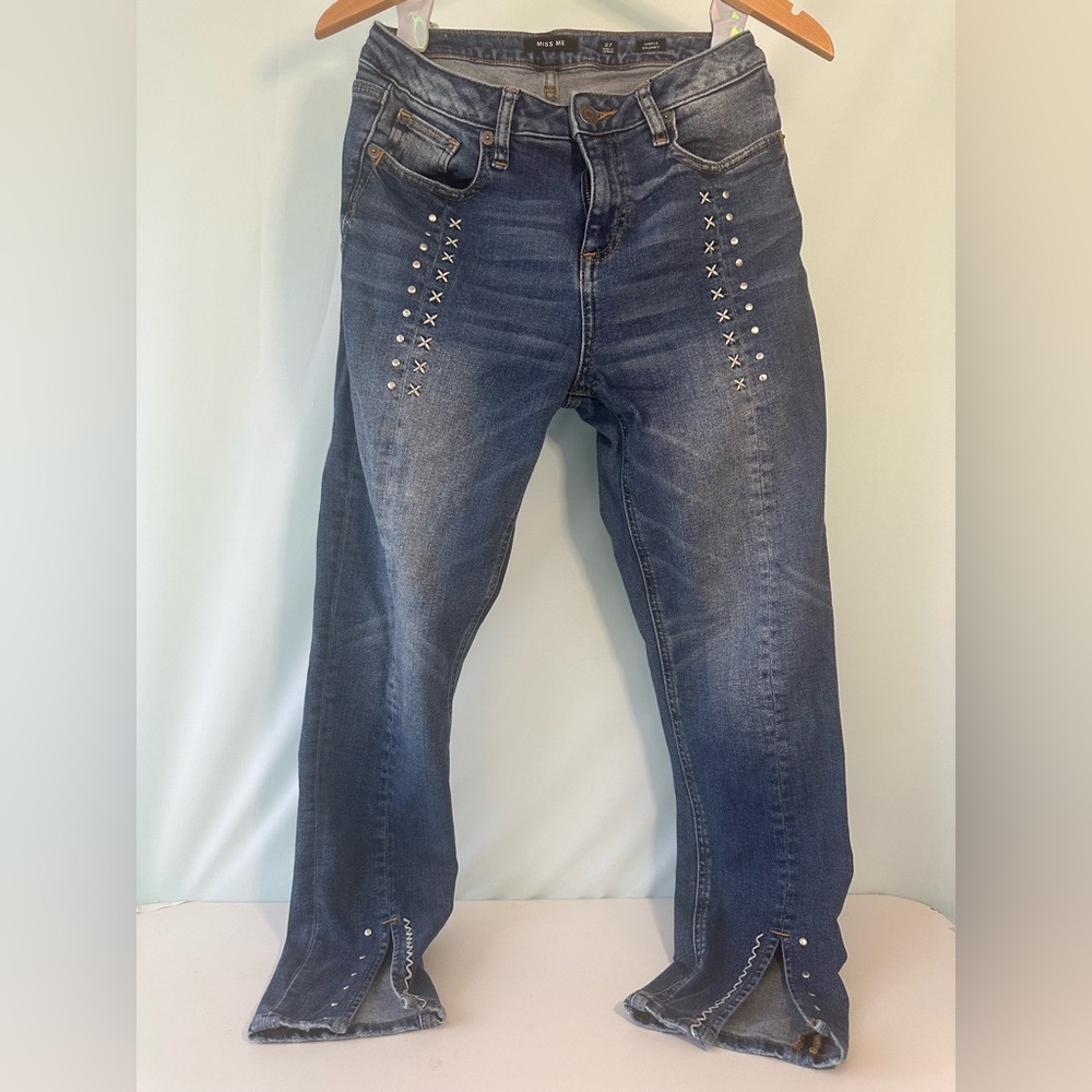 Miss Me Blue Skinny Jeans with Silver Accents Size 27